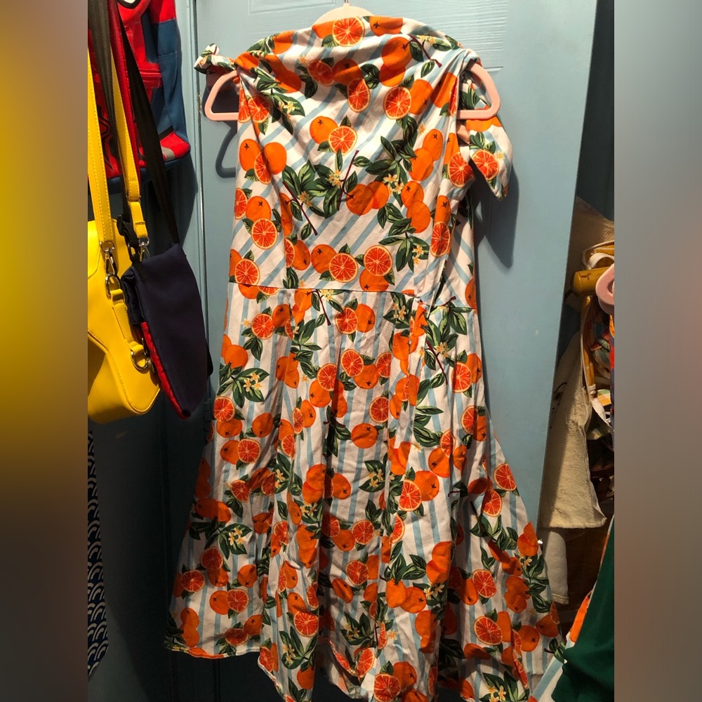 MODCLOTH x COLLECTIF Citrus Orange Blossom Stripe Swing Dress - Picture 4 of 11